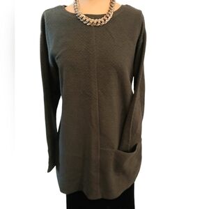 PURE JILL  Minimalist Style Textured Pullover Long Top LS size m